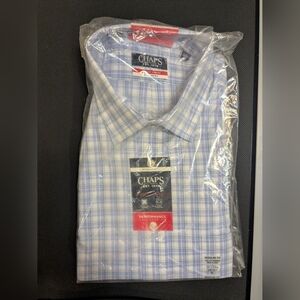 Chaps Blue and White Checkered Dress Shirt.  Neck Size 17-17.5 (36/37) (XL) .